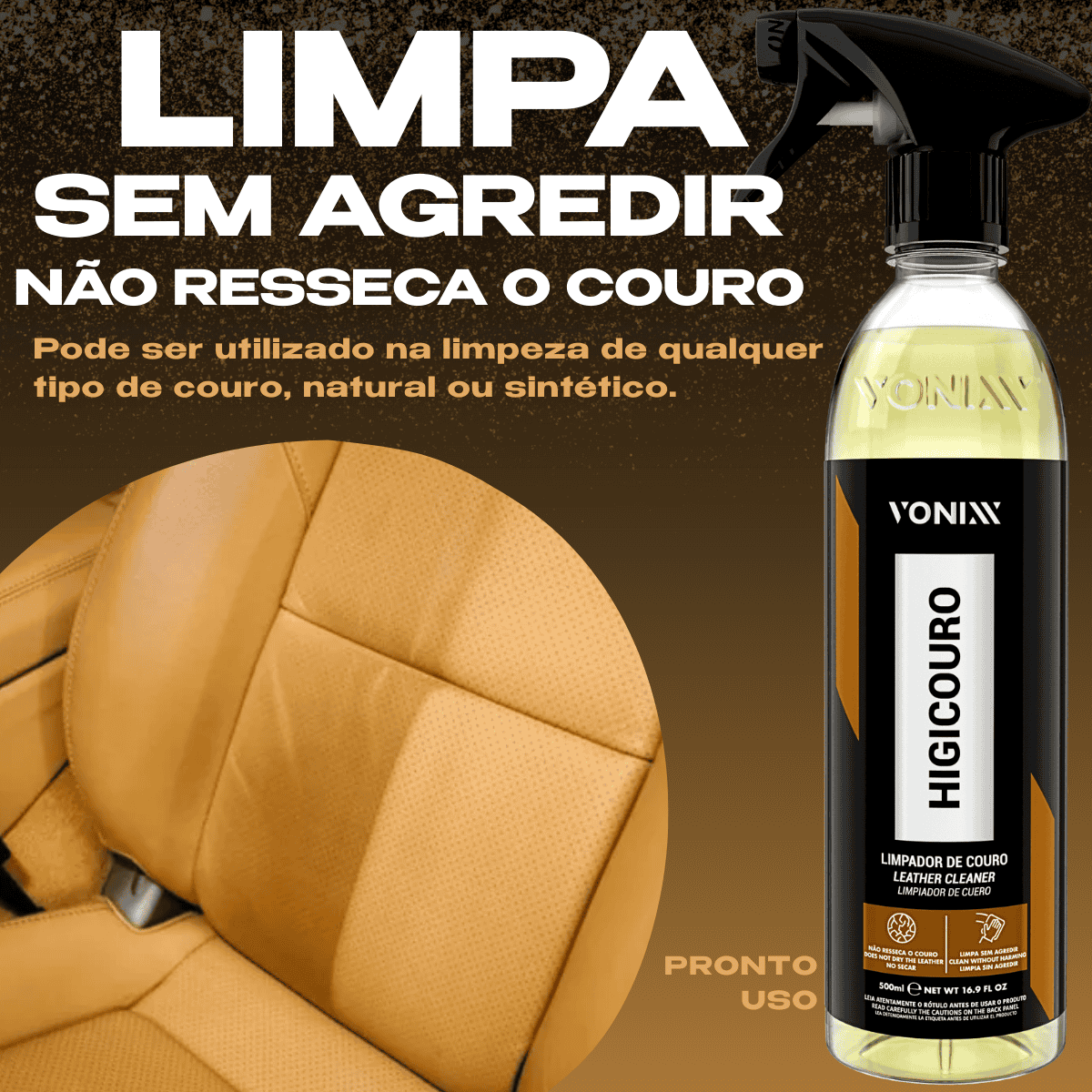 Kit Limpar Hidratar Couro - Hidracouro Higicouro 500ml Aplicador Pano Microfibra