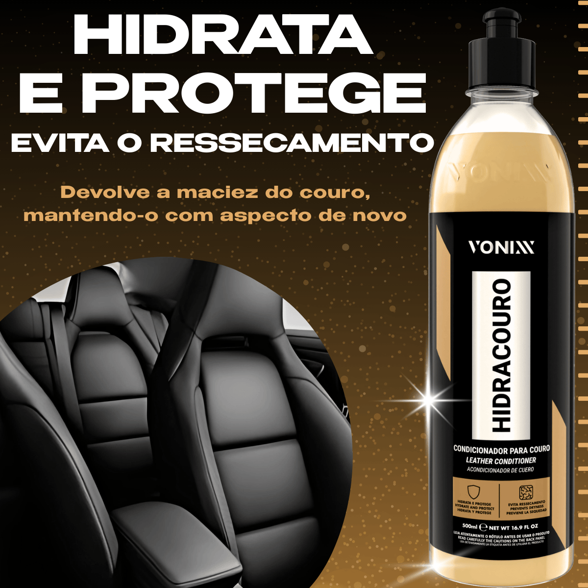 Kit Limpar Hidratar Couro - Hidracouro Higicouro 500ml Aplicador Pano Microfibra